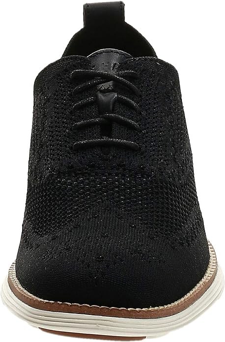 Cole Haan Mens Original Grand Knit Wing TIP II Black/Ivory Lace Up Sneakers