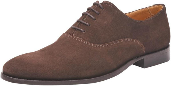 PAIR OF KINGS THE DEUCE CLASSIC MEN'S SUEDE BROWN PLAIN TOE DRESS OXFORD SHOES