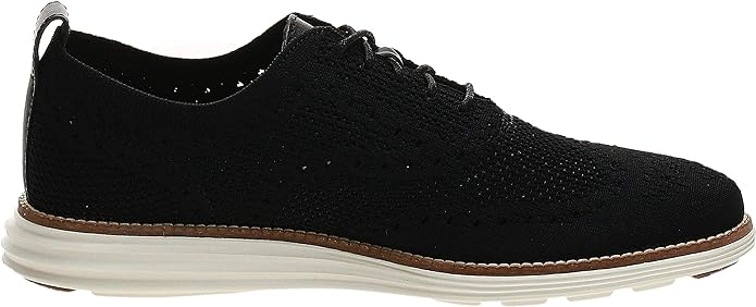 Cole Haan Mens Original Grand Knit Wing TIP II Black/Ivory Lace Up Sneakers
