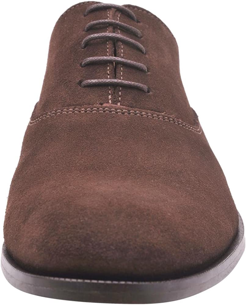 PAIR OF KINGS THE DEUCE CLASSIC MEN'S SUEDE BROWN PLAIN TOE DRESS OXFORD SHOES