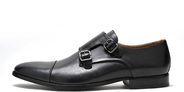 MEN'S JACK BLACK DRESS SHOES - MEN'S MONK STRAP BLACK JACK FORMAL DRESS SHOES