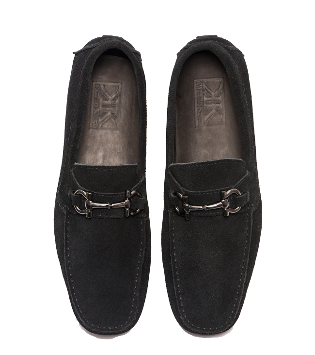 MENS PAIR OF KINGS TOP KICKER BLACK SUEDE LEATHER MOCCASINS DRESS SHOES