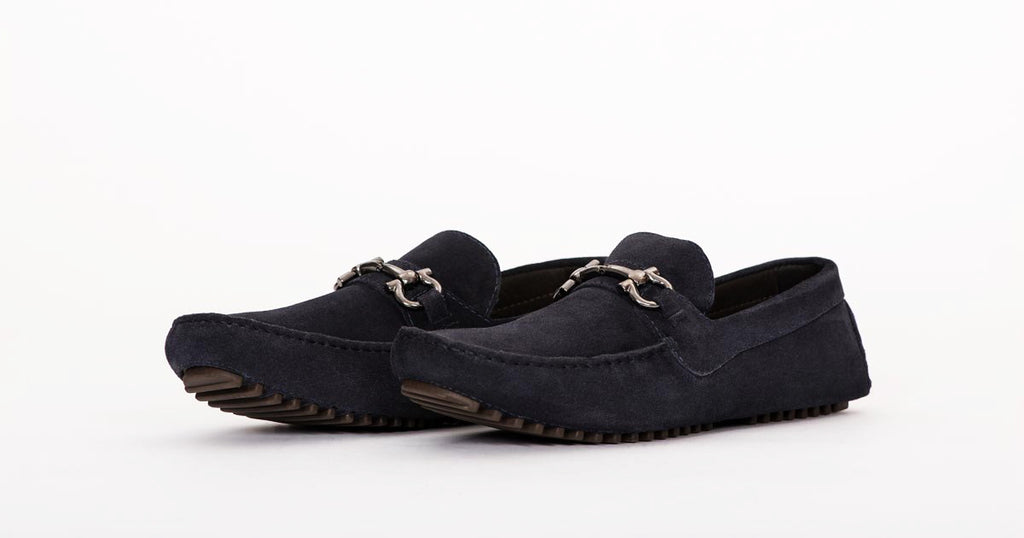 Pair Of Kings Top Kicker Mens Mare Navy Suede Leather Moccasins Loafers
