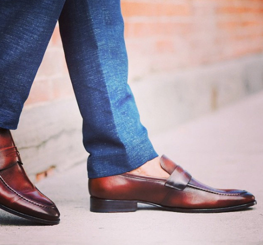 Pair Of Kings Shoes Men's Rush Havana Cognac Leather Loafer Slip On Dress Shoes