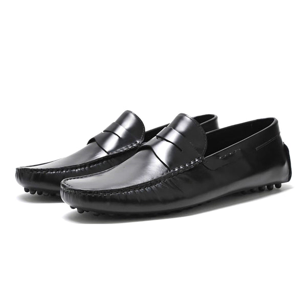 Pair Of Kings The Royal Black Calf Leather Slip On Loafer Moccasins