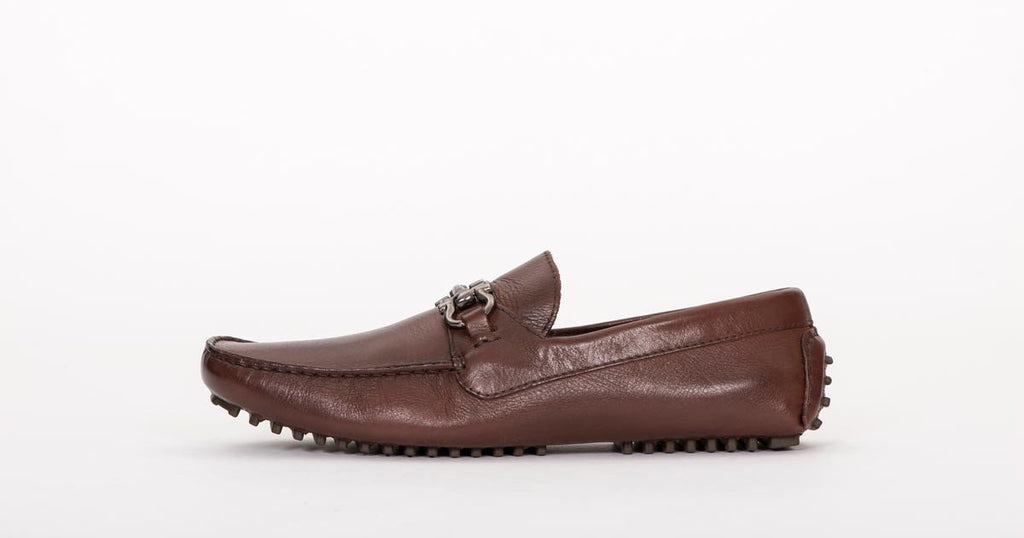 Pair Of Kings Mens Top Kicker Brown Leather Classic Comfortable Slip In Dress Moccasin Shoe